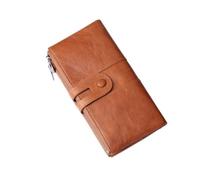 KXQYIKYI Carteras de cuero vacuno para mujer, fundas para tarjetas de visita, clips de dinero, carteras de bloqueo, organizadores de dinero, bolsos (tamaño: marrón), un color, marrón