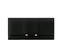 KXQYIKYI Carteras para Mujer Cartera Larga de Cuero de PU para Mujer Tarjetero Monedero de Viaje para Mujer (Rojo Vino), Negro