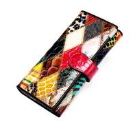 KXQYIKYI Carteras para Mujer de Gran Capacidad de Cuero Genuino, Cartera con Costuras largas Multicolor