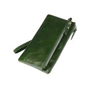 KXQYIKYI Carteras para Mujer Estuches para Tarjetas Monederos Clips para Dinero de Cuero Genuino Cartera con Bloqueo Organizadores de Dinero (Tamaño: marrón), Verde