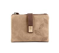 KXQYIKYI Carteras para Mujer Hojas grabadas Cartera pequeña Mujer Pulsera de Mujer Monedero de Mujer Cartera de Cuero de PU Suave Titular de la Tarjeta Mini Monedero de niña Embrague (Color : Brown)