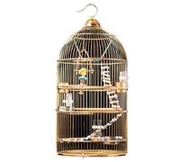 KXQYIKYI Jaula de pájaros sólida para interiores y exteriores, estilo europeo, grande, de acero inoxidable, jaula redonda para loros, jaula para pájaros medianos y grandes o decoración de hotel, jaula