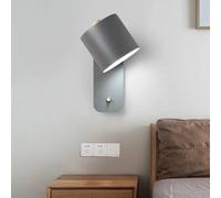 KXQYIKYI Lámpara de Pared Luces de Pared LED Interior Giratorio 180 Aplique de Lectura Metal Moderno Ángulo Ajustable Dormitorio Cama Pasillo Pasillo Oficina (Gris)