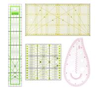 KXVXXV 4 reglas de costura para patchwork, 15 x 15 cm, 15 x 30 cm, 5 x 30 cm, regla curva, regla de costura, accesorios para acolchar, manualidades y manualidades