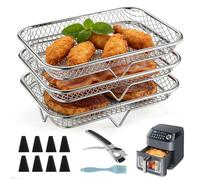 KXVXXV Airfryer Cestas apilables, rejilla para freidora de aire caliente,19.5 * 13.5 * 4 cm, acero inoxidable 304