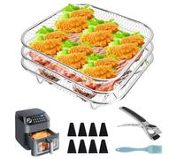 KXVXXV Airfryer Cestas apilables, rejilla para freidora de aire caliente, 20 cm, accesorios para freidora de aire caliente Cosori 5,5L/6L, para Ninja Max Pro 6,2L AF180EU, acero inoxidable 304