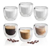 KXVXXV Juego de 6 tazas de café de doble pared, 80 ml, de doble pared, para capuchino, tazas de capuchino