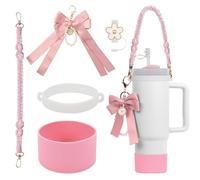KXVXXV Juego de Accesorios Adecuado para Stanley Cup 30/40oz Stanley Taza con 1 Mango para Botella de Agua, 1 Tapa de Pajita, 1 Adorno Colgante, 1 Funda de Silicona, 1 Anillo de Goma