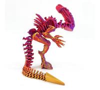 KXWDKJ 3D Impreso Animales Grande 3D Impreso Serpiente Articulada con Ojos Realistas para Hogar Oficina Escritorio Ejecutivo Decoración-Gold Red Purple