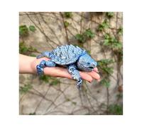 KXWDKJ Animales Mini Impresos en 3D Tortuga Caimán Boca Móvil Articulada para Regalos Fantasía Sorpresa Acuario-Blue Silver||19cm/7.5in