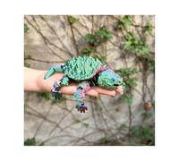 KXWDKJ Animales Mini Impresos en 3D Tortuga Caimán Boca Móvil Articulada para Regalos Fantasía Sorpresa Acuario-Iridescent||19cm/7.5in