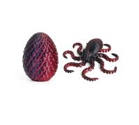 KXWDKJ Artículos Impresos en 3D Animales Impresora 3D Pulpo con Huevo para Decoración Hogar Oficina Regalos Fantasía Sorpresa Paisajismo Acuario-Laser Red Black