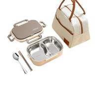 KXWDKJ Fiambrera Lunchbox Contenedor Interior Extraíble 316. Incluye Cubiertos y Bolsa Térmica. Perfecto para Colegios, Oficinas y Gimnasios (Brown,2 Compartments)
