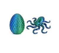 KXWDKJ Juguetes Impresora 3D Animales Articulados Pulpo con Huevo para Decoración Hogar Oficina Regalos Fantasía Sorpresa Paisajismo Acuario-Laser Blue Green