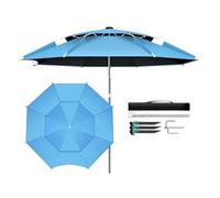 KXWOQ3ED Sombrilla de Playa Antiviento, Sombrilla de Jardín Exteriores Protección UV, Inclinación Giratoria 360°, Parasol con Estaca y Bolsa de Transporte(Bleu,200cm/6.5ft)