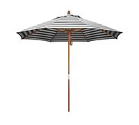 KXWOQ3ED Sombrilla Redonda para Patio a Rayas Negra y Blanca, 2.7m para Balcón Exteriores con Tejido de Poliéster 8 Costillas, para Jardín Cubierta Piscina Trasero