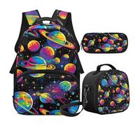 Kxyudcn Mochila escolar genial para niños de 4 a 6, 6 a 8, 8 a 10, 10 a 12, 1er grado, 2º grado, 3er grado, viajes, camping, Planeta