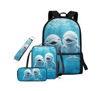 Kxyudcn Mochilas infantiles para niñas de 1er grado 2º grado 3er grado 4-6 6-8 8-10 10-12, mochila de viaje, Delfín