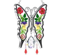 KY&BOSAM Atrapasueños de Mariposa, Regalo de Cristal para el día de la Madre, Regalo para mamá, atrapasueños de vidrieras, Adorno Colgante de Campanilla de Viento para Ventana, Regalo de mamá, día de