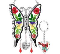 Ky & Bosam Butterfly Surrater Te amo mam y cardenal con alas de flores reales prensadas Da de la madre de mariposa de viento de viento adorno c