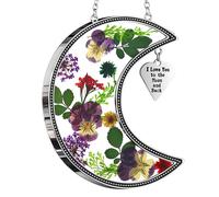 Ky & Bosam Moon Surrater te amo hasta la luna y los colgantes de vidrio trasero para las campanas de viento de la ventana decoracin con flores reale