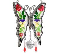 KY&BOSAM Regalos para mamá, atrapasueños, mariposa, madre, regalo para el día de la madre, I Love You Mom, vitral, colgante de campanilla de viento, adorno para ventana, regalo para el día de la madre