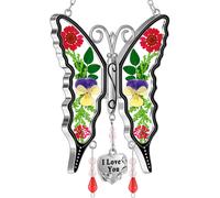 KY&BOSAM Regalos para mujer I Love You Mariposa Atrapasoles de vidrieras para ventanas colgantes decoracin del hogar jardn carilln de viento r