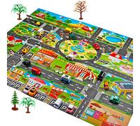 kyaoayo Alfombra de coche para niños, alfombra de juego City Life, alfombra de juego para niños, 100 x 130 cm, para niños y niños, dormitorio y sala de juegos.