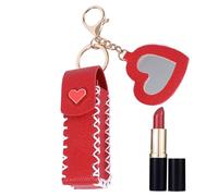 Kychain - Estuche para pintalabios, soporte para bálsamo labial, portátil, de piel sintética, impermeable, con diseño ergonómico de hebilla para cinturón, bálsamos labiales, brillo labial, Red, Refer
