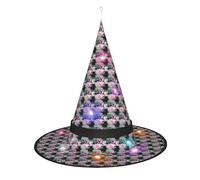Kycvds 1 sombrero de bruja de Halloween de mariposa rosa está decorado con luces, que decoran grandes suministros de fiesta de Halloween.