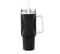 Kycvds Colorful Lines Art Printing - Vaso de acero inoxidable de 40 onzas con asa de doble pared aislada al vacío, popote reutilizable