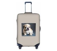 Kycvds Cute Bulldog Puppy 1 La tapa del maletero es adecuada para equipaje de 18 a 32 pulgadas. Tapa de maletero personalizada, equipaje personalizado, blanco, mediano