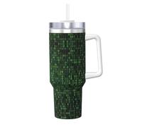 Kycvds Hacker Era Printing - Vaso de acero inoxidable de 40 onzas con asa de doble pared aislada al vacío, taza de viaje, popote reutilizable