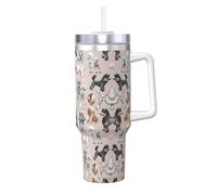 Kycvds Oodles Of Poodles Printing - Vaso de acero inoxidable de 40 onzas con asa de doble pared aislada al vacío, taza de viaje, popote reutilizable