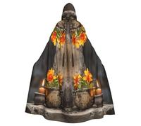 Kycvds Stones With Candles - Disfraz de margaritas para adultos, capa con capucha, informal, con capucha, bata con capucha, uniforme