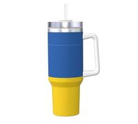 Kycvds Vaso de acero inoxidable con diseño de bandera de Ucrania, 1,134.0 g, con asa de doble pared aislada al vacío, popote reutilizable