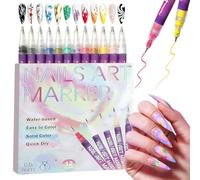 Kyduu 12 Colores Bolígrafo de Uñas Nail Art 3D Pen, 0,5mm, DIY Bolígrafo Manicura Niñas, Boligrafo 3d Pintauñas, Nail Art Grafiti Pen Marker 3D Set, Bolígrafo de para Decoración de Uñas