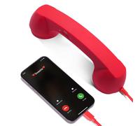 Kyduu Auricular telefónico Retro y Vintage, Receptores telefónicos Retro, Receptor de teléfono Retro como Auricular, Teléfono Retro Auricular Vintage para Celulares para móvil, Tablet (Rojo)