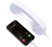 Kyduu Auricular telefónico Retro y Vintage, Receptores telefónicos Retro, Receptor de teléfono Retro como Auricular, Teléfono Retro Auricular Vintage para Celulares para móvil, Tablet (Blanco)