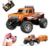 Kyduu Coche Teledirigido, Coches Teledirigidos para Niños, Escala 1:64, 2.4Ghz Niños Coche Teledirigido, Coche RC Monster Truck, con remolque,con Luces de carrocería y faros Incluye Batería Recargable