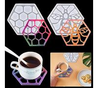 KyeeaDIY 2 Pieza Moldes Resina Epoxi con forma de Panal Abeja kit, Molde Panal de Abeja Moldes de Resina para Posavasos de Silicona para Modelado Bee Honeycomb Coaster Resin Mold