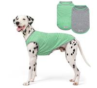 KYEESE Paquete de 2 camisetas ligeras para perros con protección solar sin mangas para perros grandes, transpirable, reflectante, ropa de verano para perros para caminar al aire libre, gris y verde