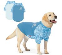 KYEESE Paquete de 2 camisetas para perro con protección UV, UPF 50+ para perros medianos y grandes, camisetas reflectantes transpirables con mangas, ropa de verano para mascotas, azul, 2XL