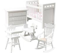 KYEQATY Juego de Muebles de casa de muñecas 1 Muebles en Miniatura de Madera de 12 Escala Incluye gabinete de Silla de Caballos de Cuna para bebés Accesorios de casa de muñecas