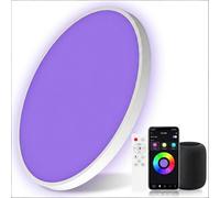 KYFGDLA Plafón LED Techo Inteligente Regulable con Mando a Distancia, Color RGB DIY, 30W, Luz de Techo Redonda 30cm para Dormitorio, IP44 Impermeable Lámpara de Baño, Compatible con Alexa Google Home