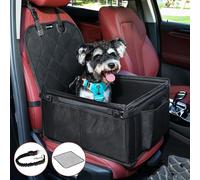KYG Asiento para coche para perros - especialmente estable, impermeable, antideslizante y resistente a los arañazos para perros pequeños y medianos - para asiento delantero y trasero (negro)