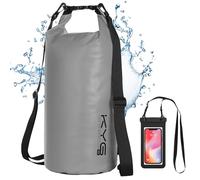 KYG Bolsas secas impermeables, 10 L, gris claro, con funda impermeable para teléfono
