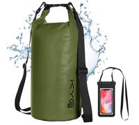 KYG Bolsas secas impermeables, 5L/10L/20L para kayak/bote/canoa/pesca/rafting/natación/camping/snowboard, Green, (10L) UK, Bolsa seca