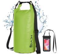 KYG Bolsas secas impermeables, 5L/10L/20L para kayak/bote/canoa/pesca/rafting/natación/camping/snowboard, verde claro, (10L) UK, Bolsa seca
