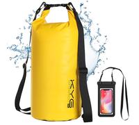KYG Bolsas secas impermeables, 5L/10L/20L para kayak/bote/canoa/pesca/rafting/natación/camping/snowboard, Amarillo, (10L) UK, Bolsa seca